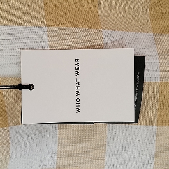 Who What Wear S Yellow Gingham Linen Blend Puff Sleeve Dress Boho Country Chic - Picture 9 of 12